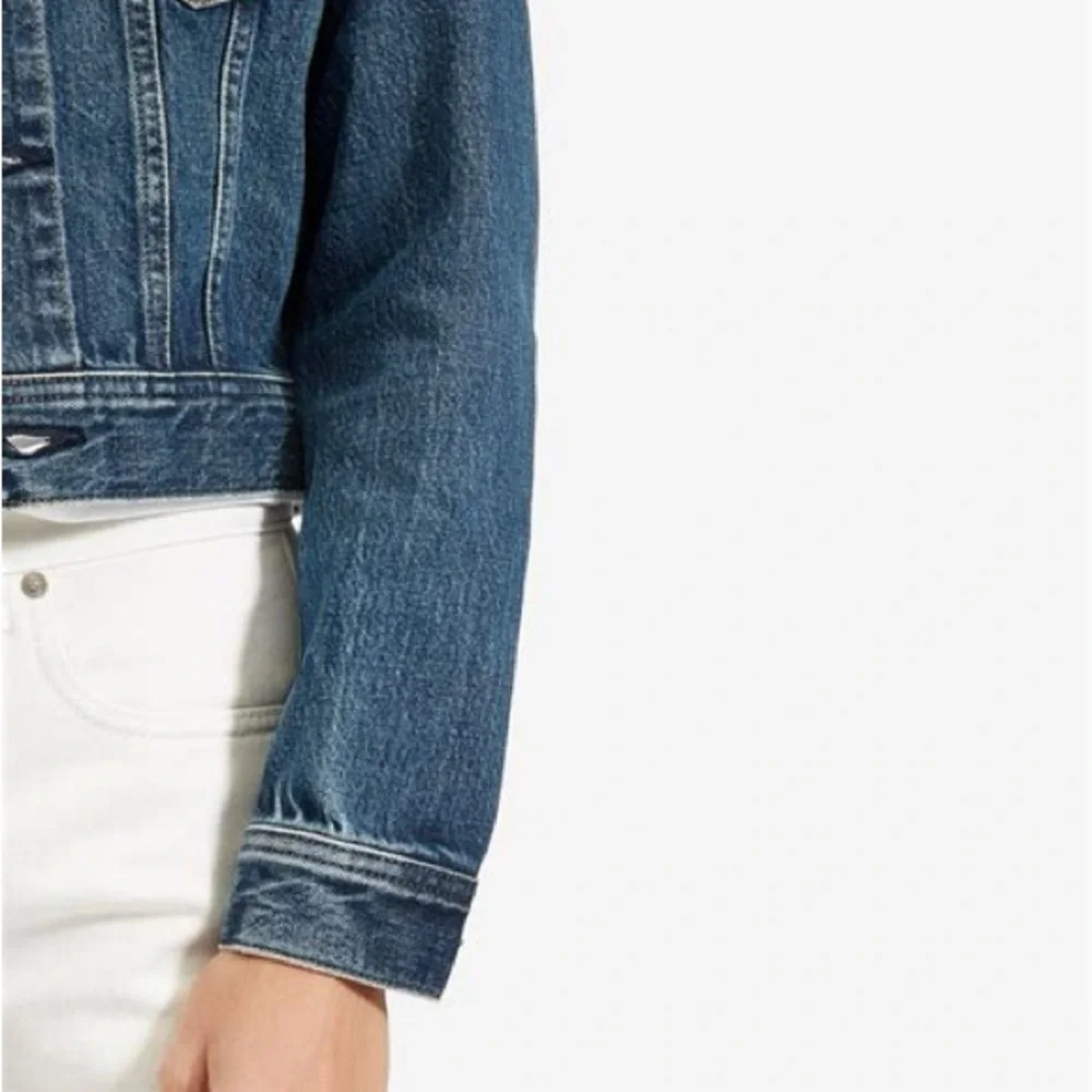 Everlane The Shrunken Denim Jacket Dark Indigo Wash Sz XL - Picture 3 of 12